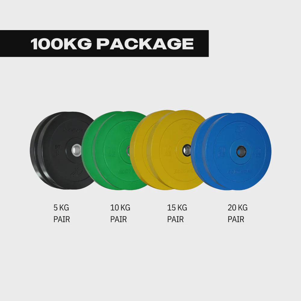 100kg Premium-Grade Colour Bumper Plate Package