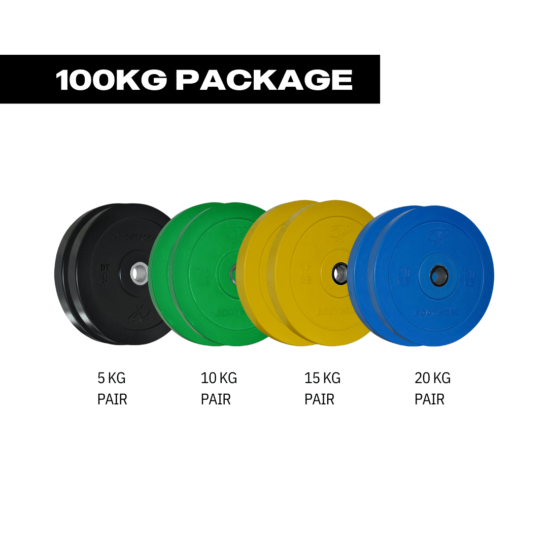 PREMIUM GRADE BODYWORX COLOUR BUMPER PLATES - 100KG PACKAGE