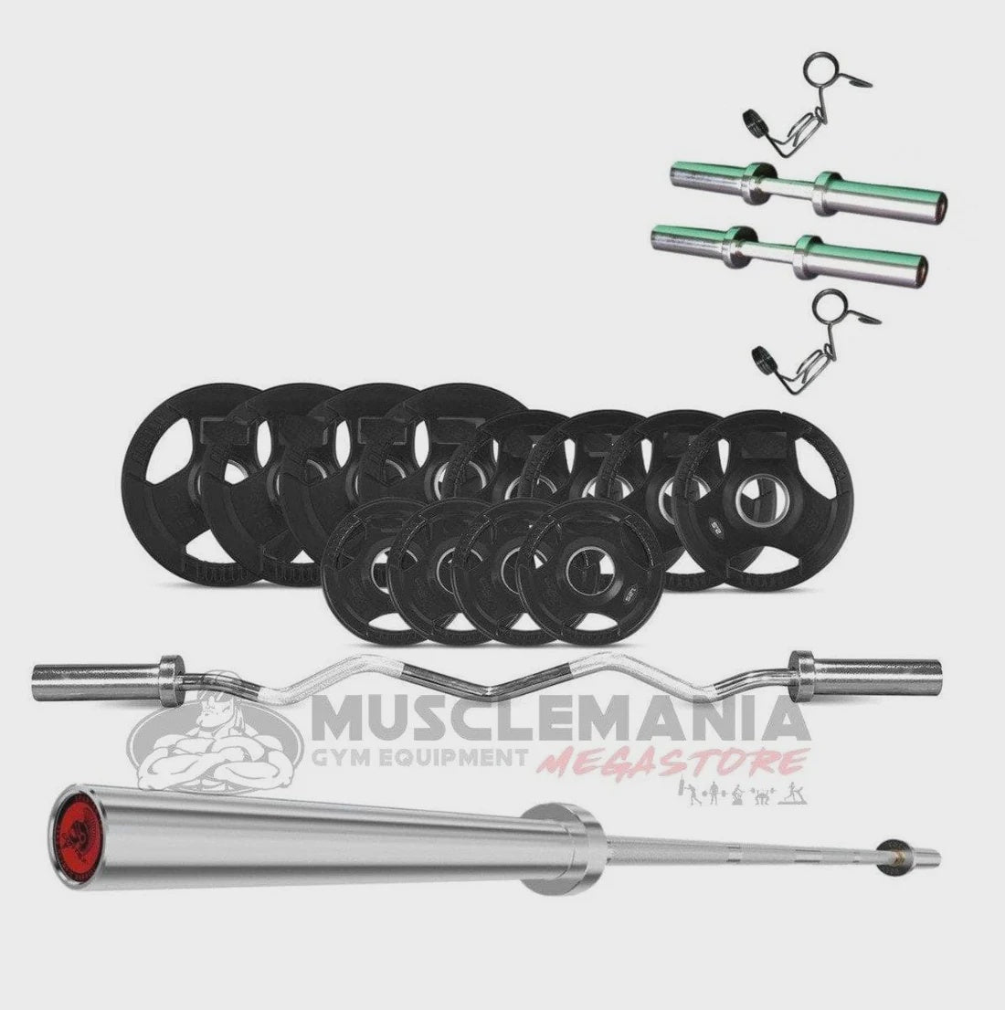 Ultimate Olympic Rubber Weights, Bars & Dumbbells Package