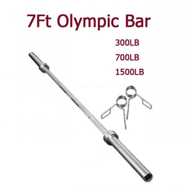 7ft Olympic Barbell (214cms) 700lbs rating, with collars Musclemania Fitness MegaStore