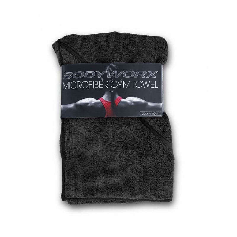 BODYWORX BLACK MICROFIBRE GYM TOWEL Musclemania Fitness MegaStore