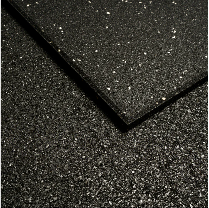 MORGAN COMMERCIAL GRADE RUBBER FLOOR TILES | GREY FLECK (1m x 1m x 15mm)