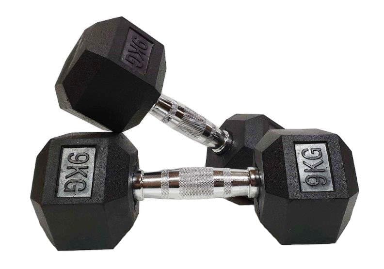 Rubber Hex Dumbbell Set, Class A 5- 25kgs with Morgan 3-Tier Large Storage Stand