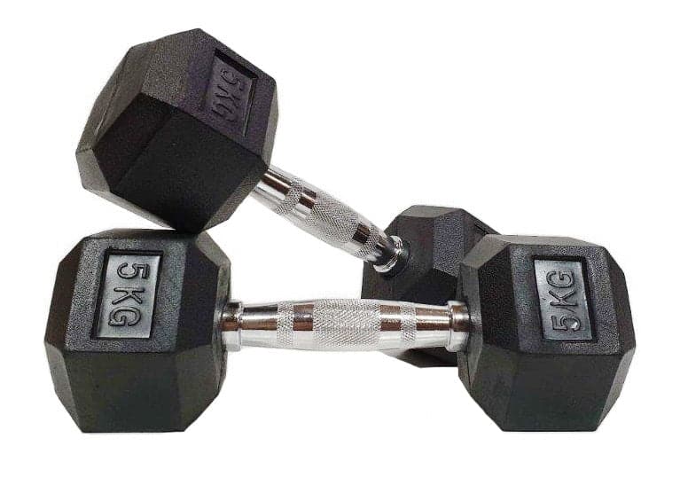 Rubber Coated Hex Dumbbells | Commercial Grade Pairs 1kg–60kg