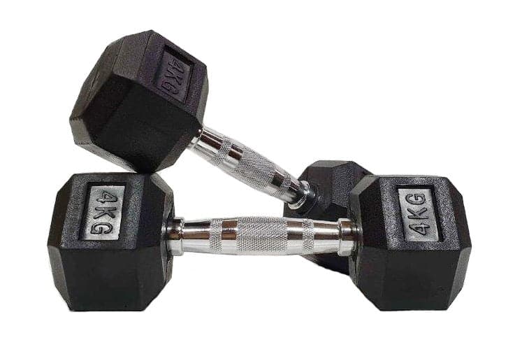 Rubber Coated Hex Dumbbells | Commercial Grade Pairs 1kg–60kg