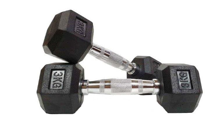 Rubber Coated Hex Dumbbells | Commercial Grade Pairs 1kg–60kg