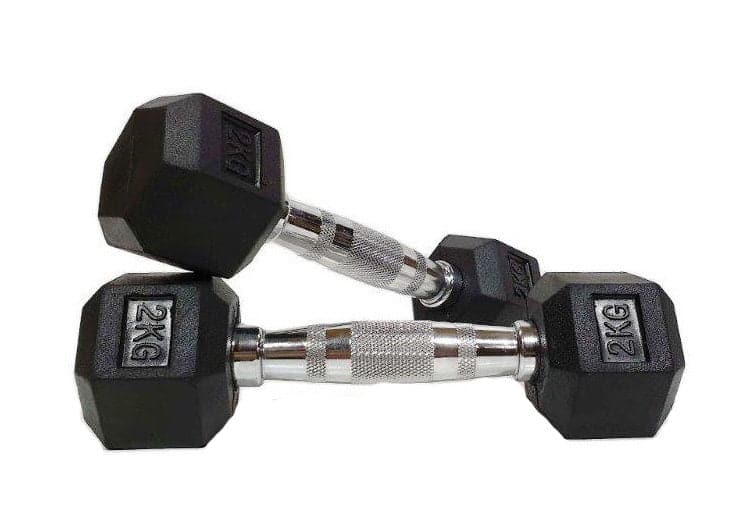 Rubber Coated Hex Dumbbells | Commercial Grade Pairs 1kg–60kg