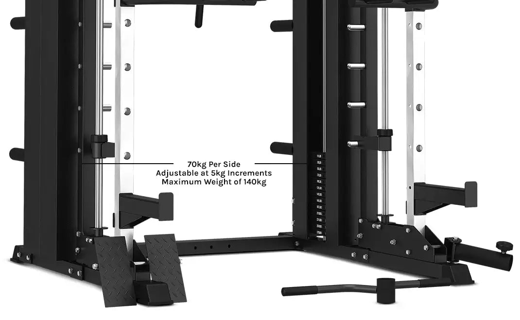 CORTEX SM-26:  6-in-1 Power Rack with Dual Steel Stack Smith & Cable Machine includes Solid Steel Core Smith Bar