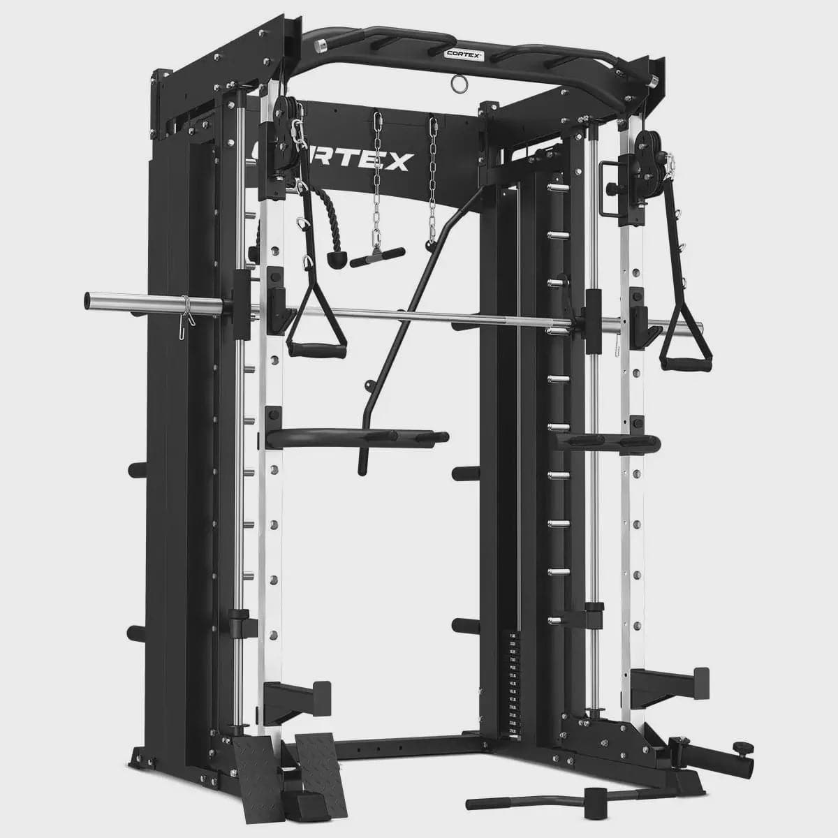 CORTEX SM-26: 6-in-1 Power Rack with Dual Steel Stack Smith & Cable Machine includes Solid Steel Core Smith Bar