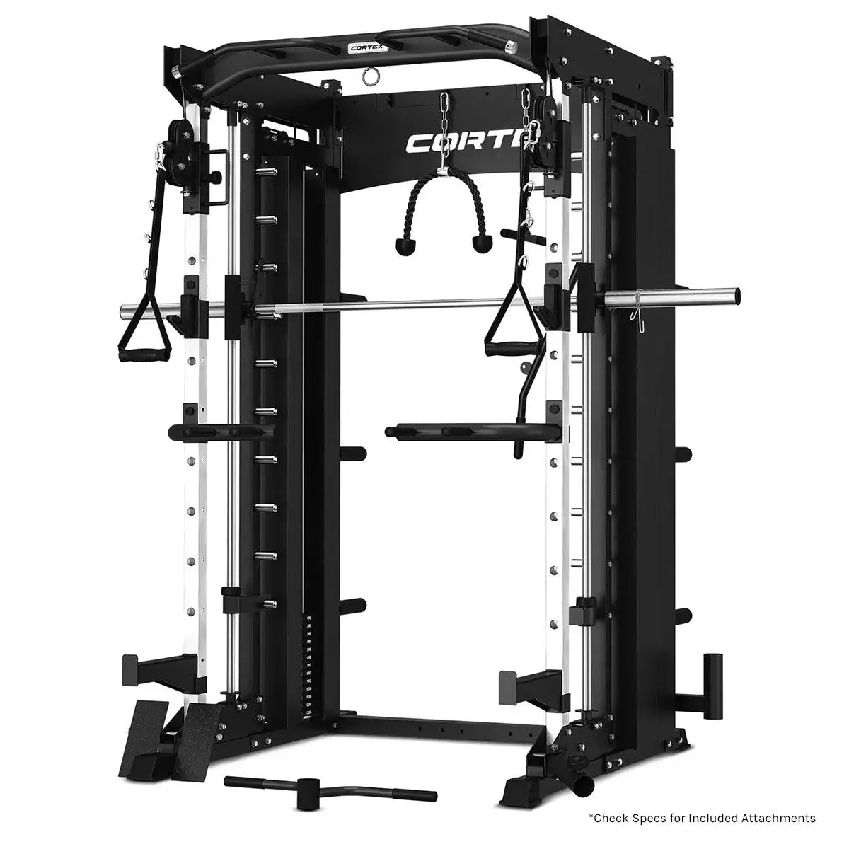 CORTEX SM-26:  6-in-1 Power Rack with Dual Steel Stack Smith & Cable Machine includes Solid Steel Core Smith Bar
