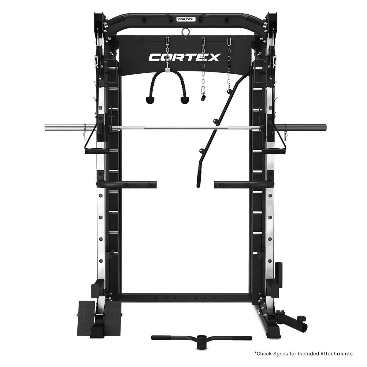 CORTEX SM-26:  6-in-1 Power Rack with Dual Steel Stack Smith & Cable Machine includes Solid Steel Core Smith Bar