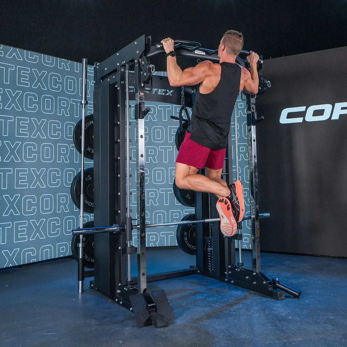 CORTEX SM-26:  6-in-1 Power Rack with Dual Steel Stack Smith & Cable Machine includes Solid Steel Core Smith Bar