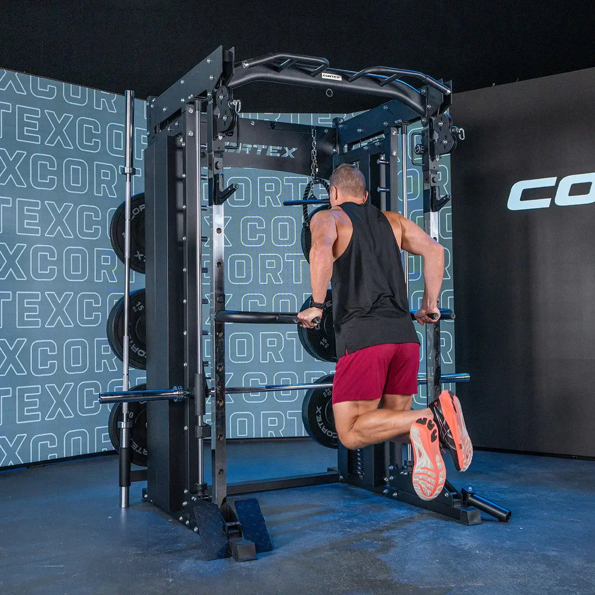 CORTEX SM-26:  6-in-1 Power Rack with Dual Steel Stack Smith & Cable Machine includes Solid Steel Core Smith Bar