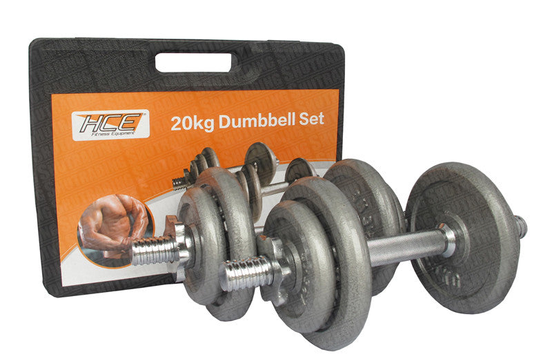 SPECIAL - Adjustable Dumbbell Set With Case In Black-Grey (total weight 20kgs)