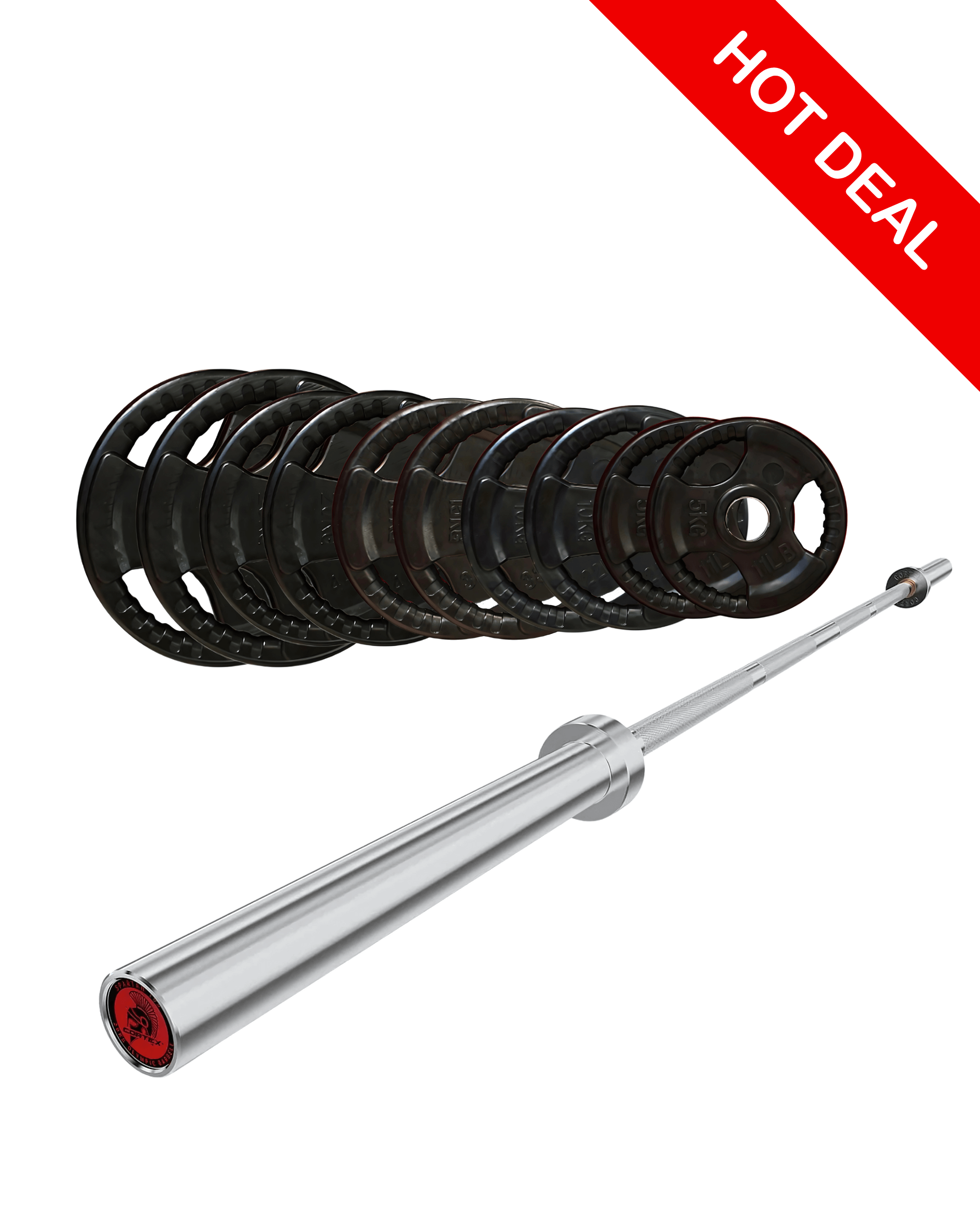 FATHER'S DAY SPECIAL - STRENGTH PACK - 150KG Plate Pack + 7FT Spartan Barbell