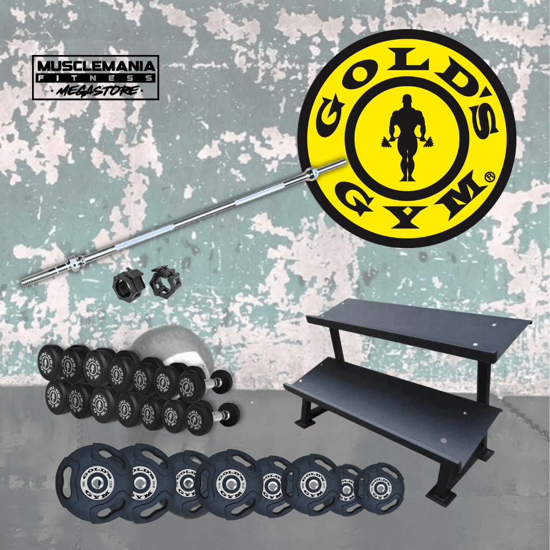 Gold's gym weight set and bench sale