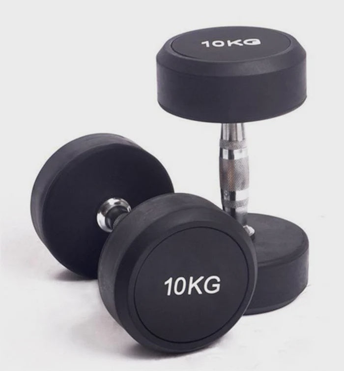 Commercial-Grade Black Round Dumbbells, PAIRS