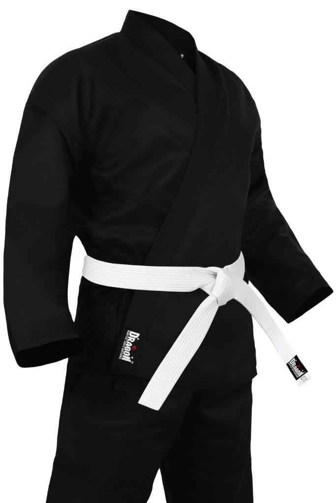 DRAGON BLACK KARATE UNIFORM 8OZ | LIGHTWEIGHT KARATE GI FOR TRAINING & GRADING