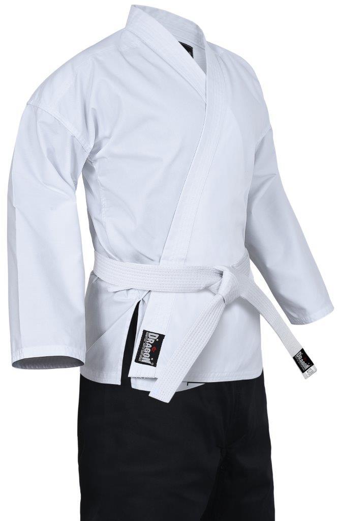 DRAGON KARATE SALT & PEPPER UNIFORM 8OZ | LIGHTWEIGHT KARATE GI FOR TRAINING & GRADING