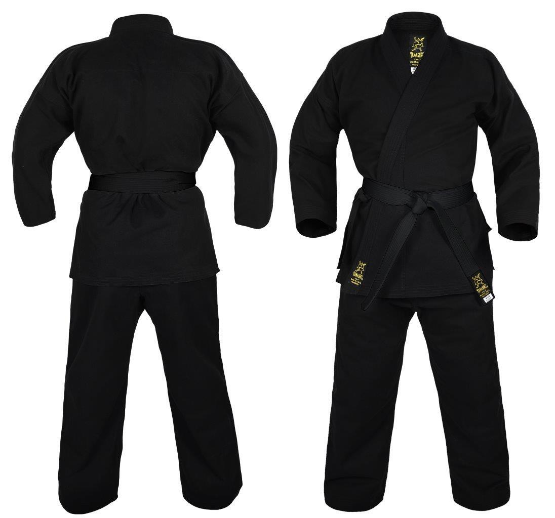 YAMASAKI GOLD DELUXE BRUSHED CANVAS KARATE UNIFORM (BLACK) 14OZ | HEAVYWEIGHT KARATE GI