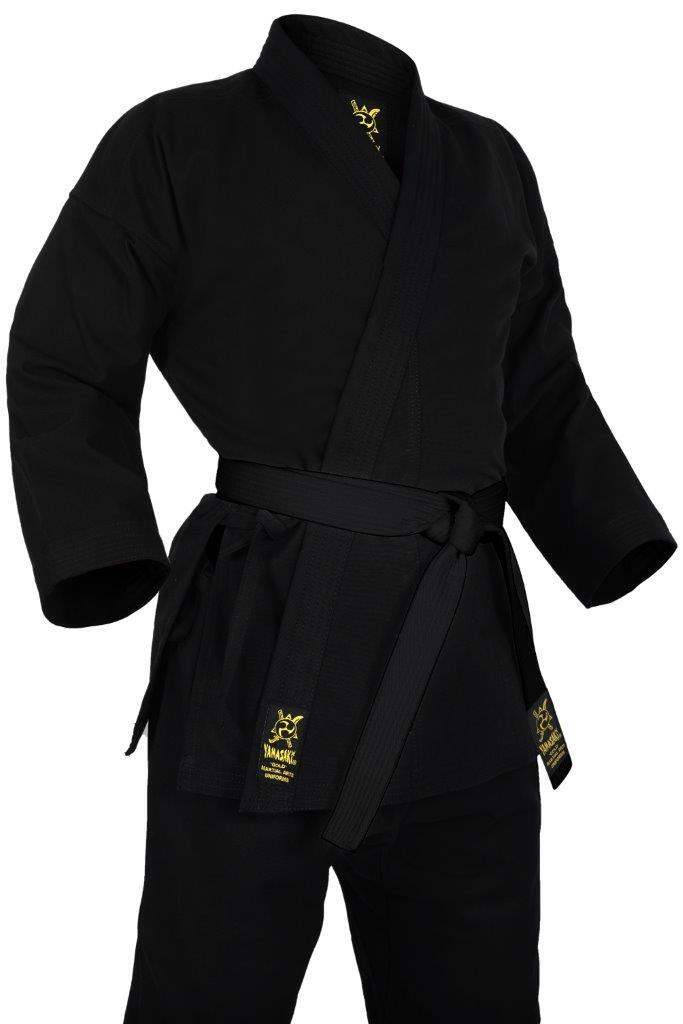 YAMASAKI GOLD DELUXE BRUSHED CANVAS KARATE UNIFORM (BLACK) 14OZ | HEAVYWEIGHT KARATE GI