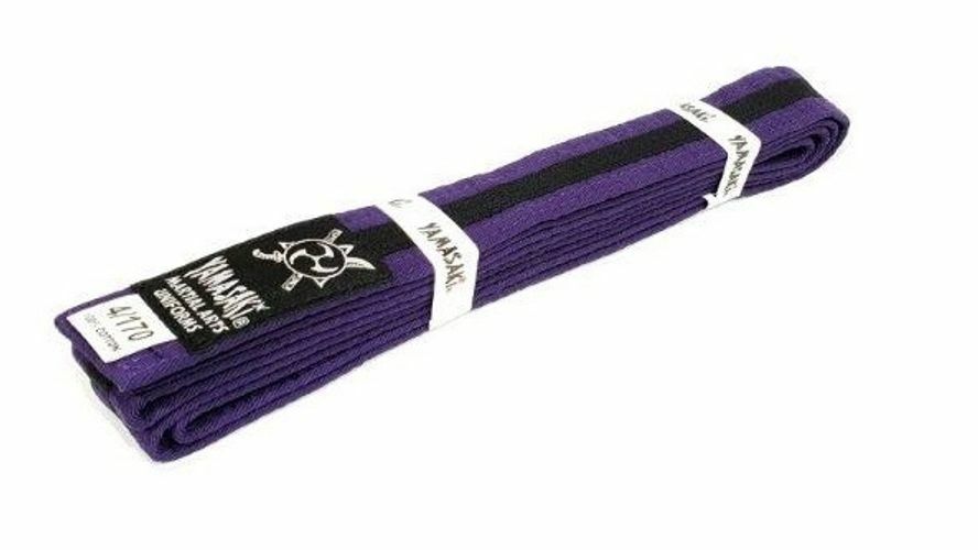 YAMASAKI COLOURED MARTIAL ARTS BELTS WITH BLACK STRIPE | KARATE, BJJ & TAEKWONDO RANK BELTS