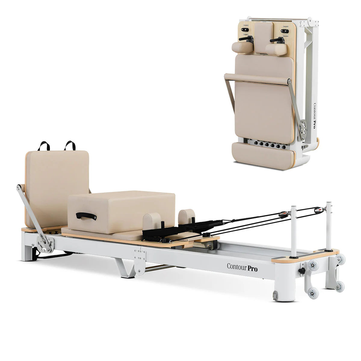 Lifespan Fitness Contour Pro Folding Aluminium Pilates Reformer Machine - Beige