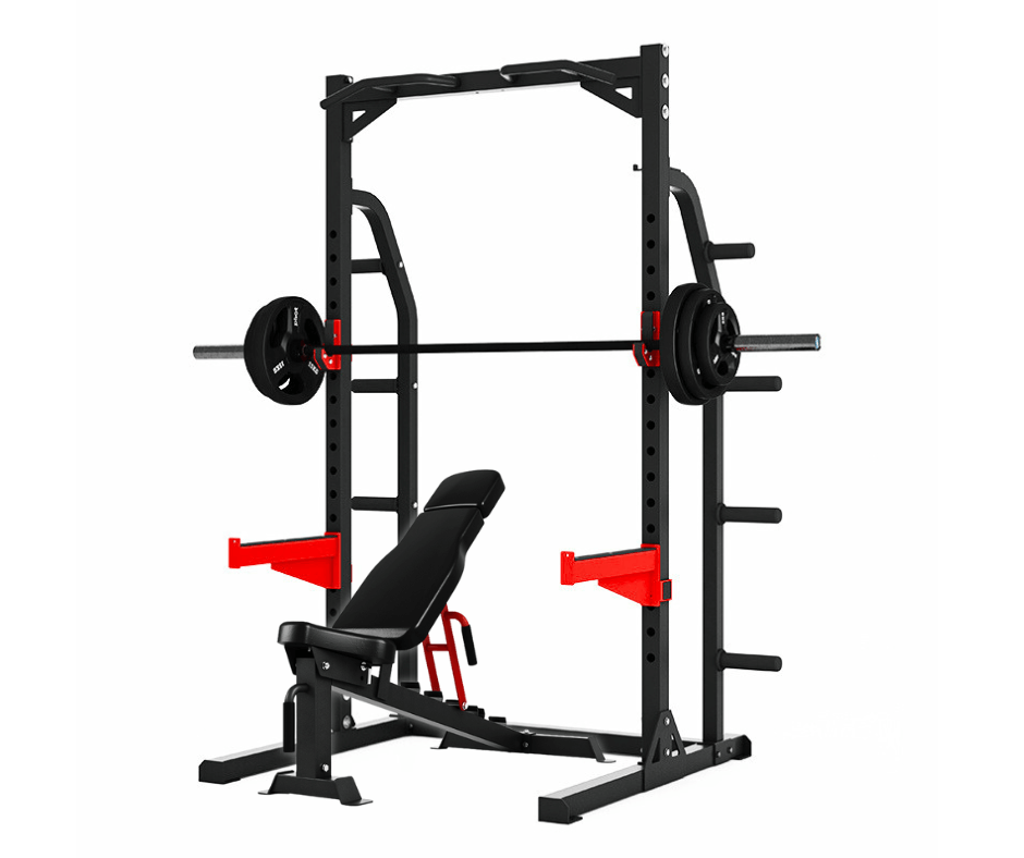 STRENGTH PACKAGE DEAL: 50KG POWER PACK - PROFESSIONAL RACK, FID BENCH, BAR AND RUBBER WEIGHT SET