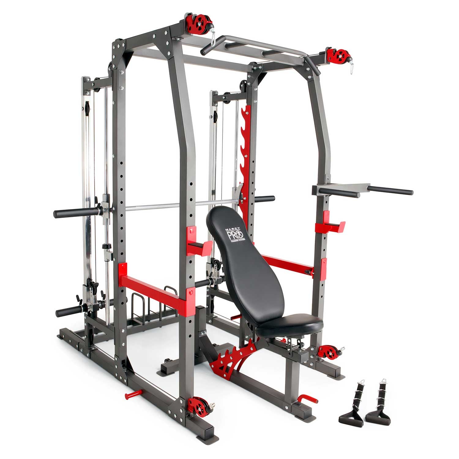 Marcy Pro Smith Machine Home Gym Training System Cage with Bench | SM-4903