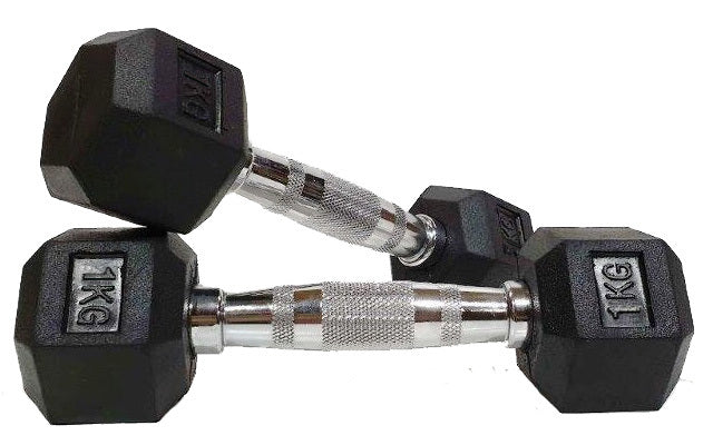 Morgan 1 - 10kg Rubber Hex Dumbbell Pack + Vertical Stand