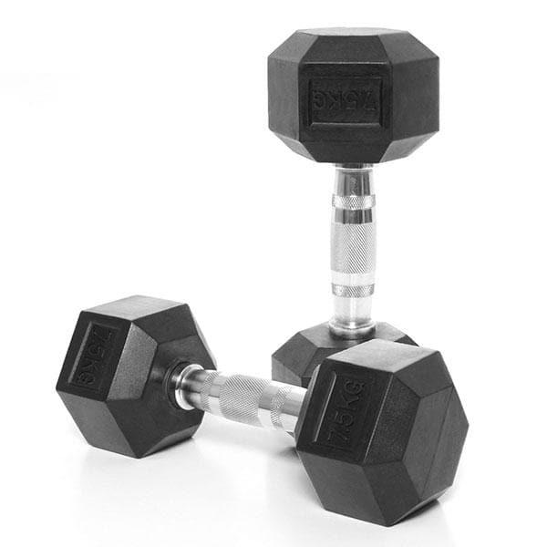 Rubber Coated Hex Dumbbells | Commercial Grade Pairs 1kg–60kg