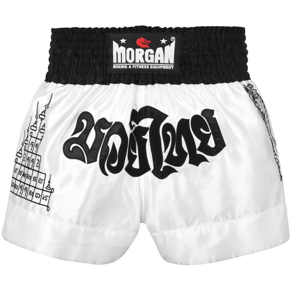 MORGAN V2 WHITE TIGER MUAY THAI SHORTS | TRADITIONAL THAI CUT FIGHT SHORTS FOR TRAINING & COMPETITION