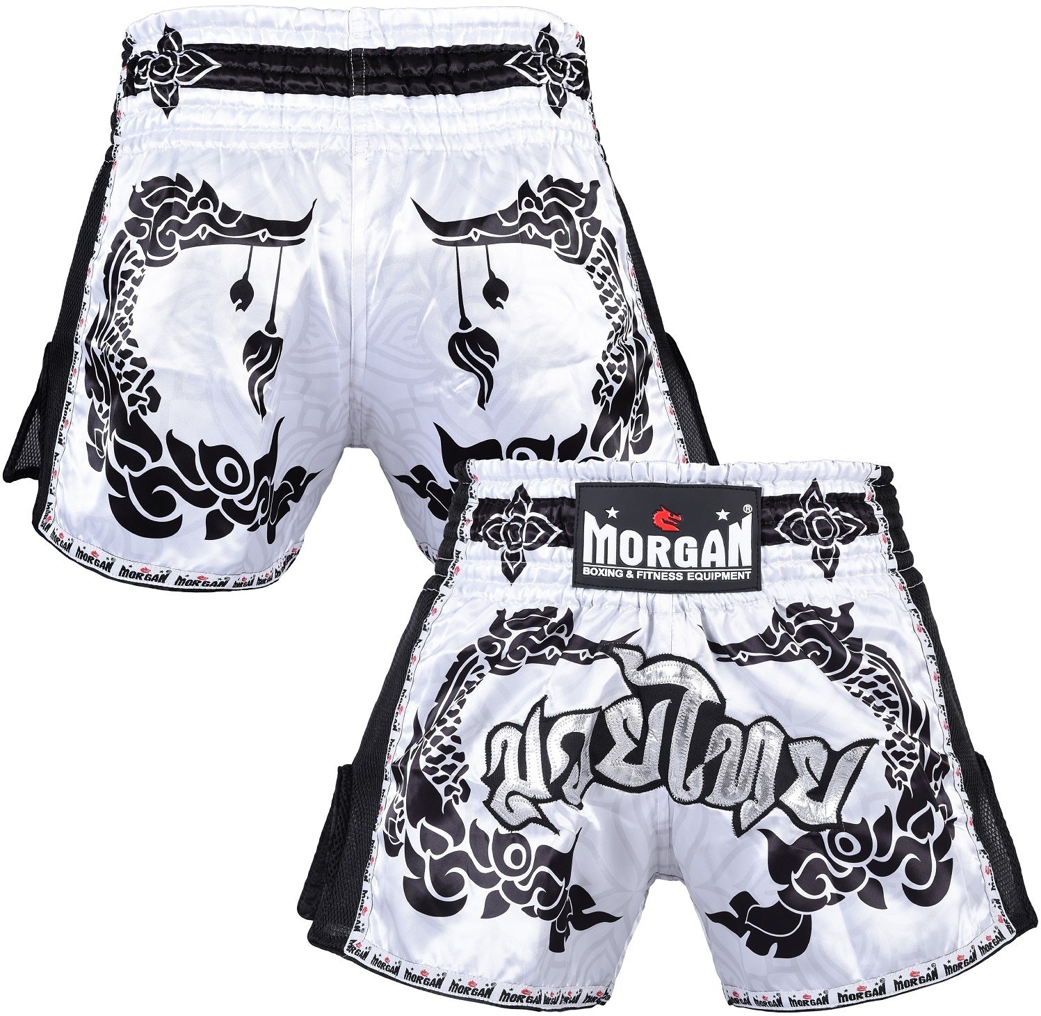 MORGAN WHITE DRAGON MUAY THAI SHORTS