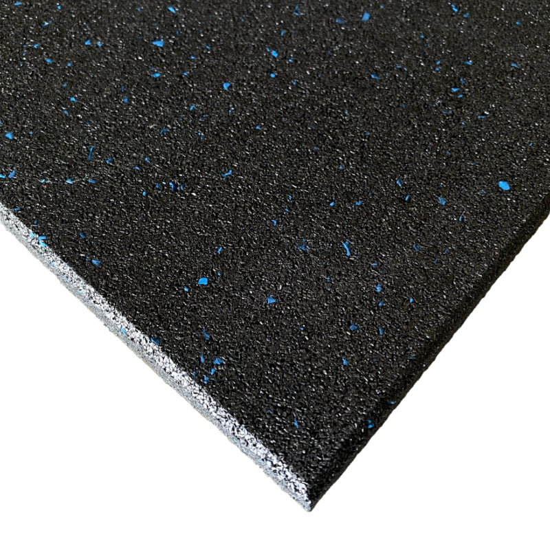 SALE: COMMERCIAL-GRADE BLACK/BLUE FLECK RUBBER FLOOR TILES, Non-Toxic, Low Odour