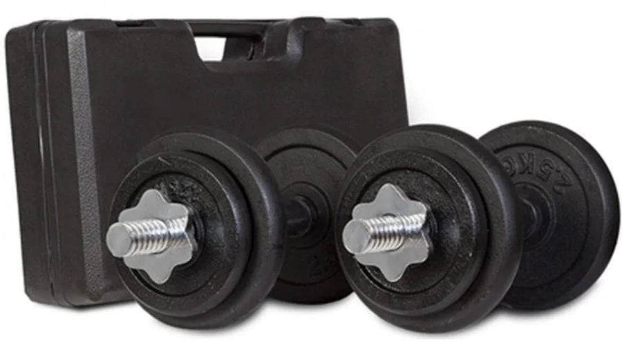 SPECIAL - Adjustable Dumbbell Set With Case In Black-Grey (total weight 20kgs)