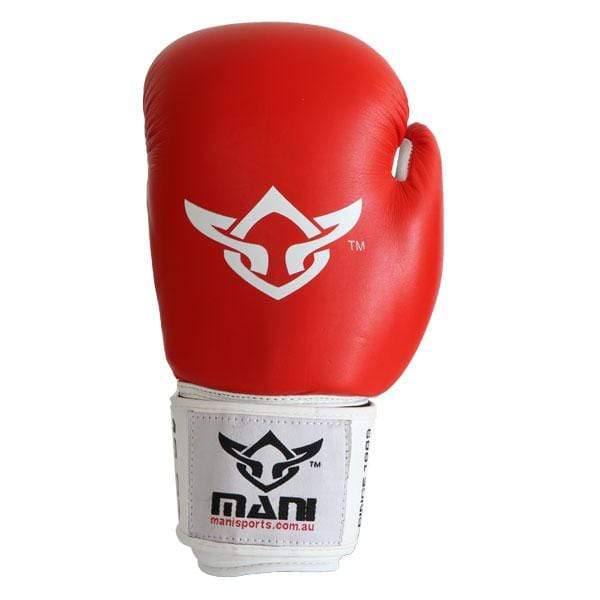 MANI SPORTS - RED & WHITE PRO-SPARRING BOXING GLOVES