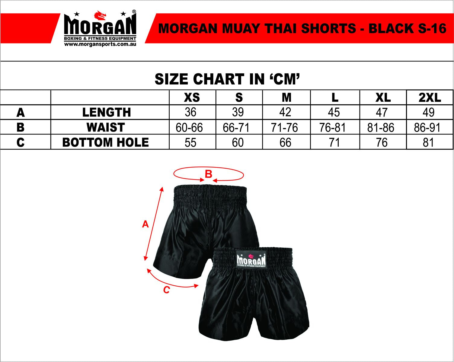MORGAN MUAY THAI SHORTS - BLACK