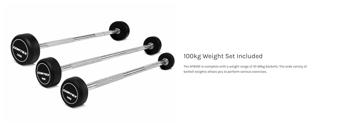 CORTEX ALPHA SERIES FIXED BARBELL SET 100KG + STAND