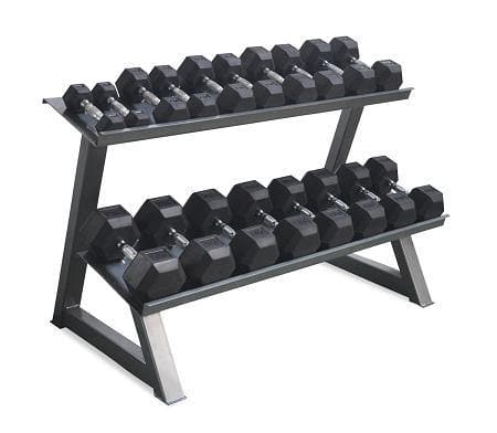 rubber hexagonal dumbbell set with storage rack