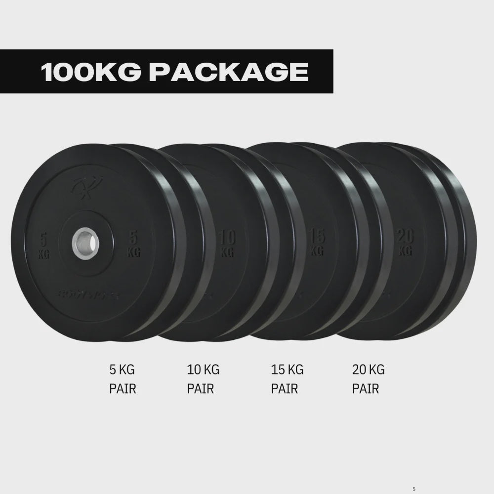 100kg Premium-Grade Black Bumper Plate Package