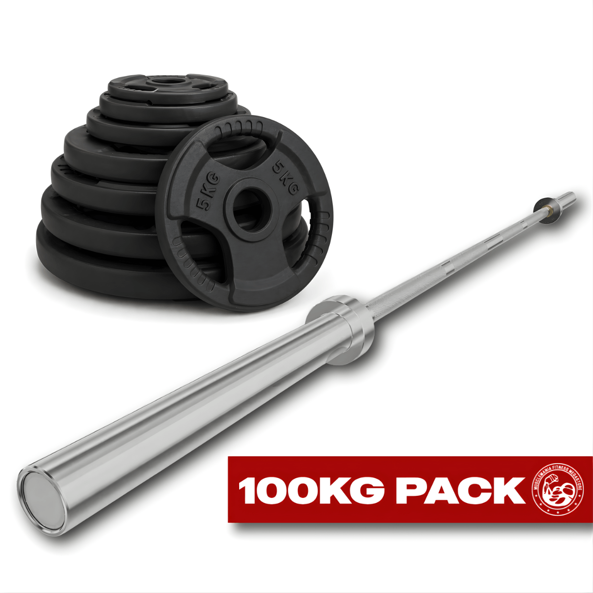 100KG Olympic Rubber Weights & Bar Package | Strength Training Set