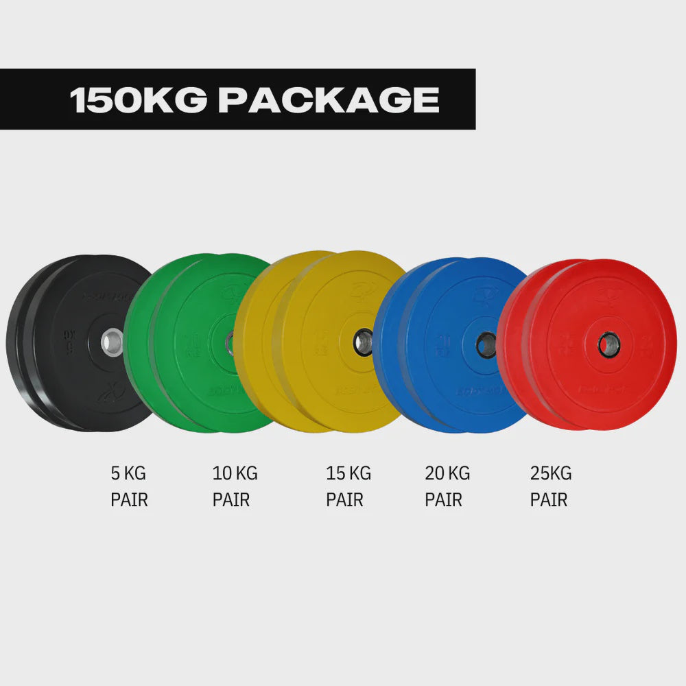 150kg Premium-Grade Colour Bumper Plate Package