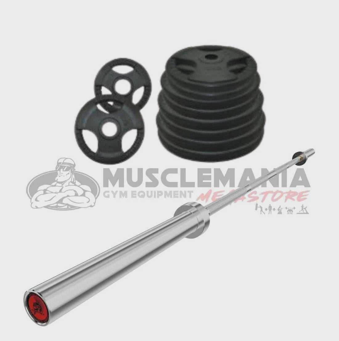 Olympic Rubber Weights & Bar Package - 50kg Total