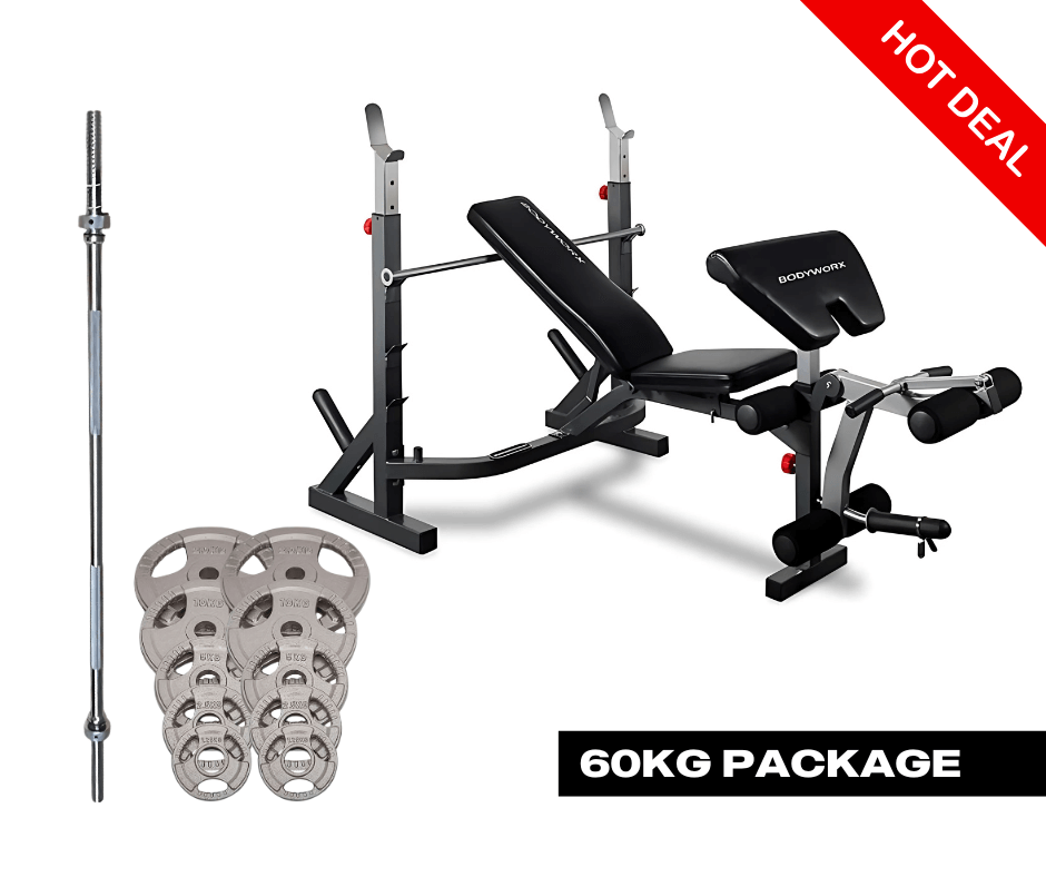 HOME STRENGTH PACKAGE - 50kg combined weight (Bar + weight plates)