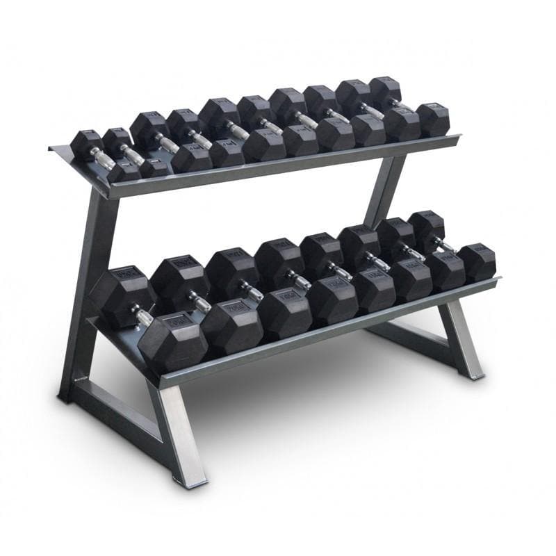 Bodyworx 7492-2 Flat Tray Double Dumbbell Rack Commercial-Grade (135cm Long) Musclemania Fitness MegaStore