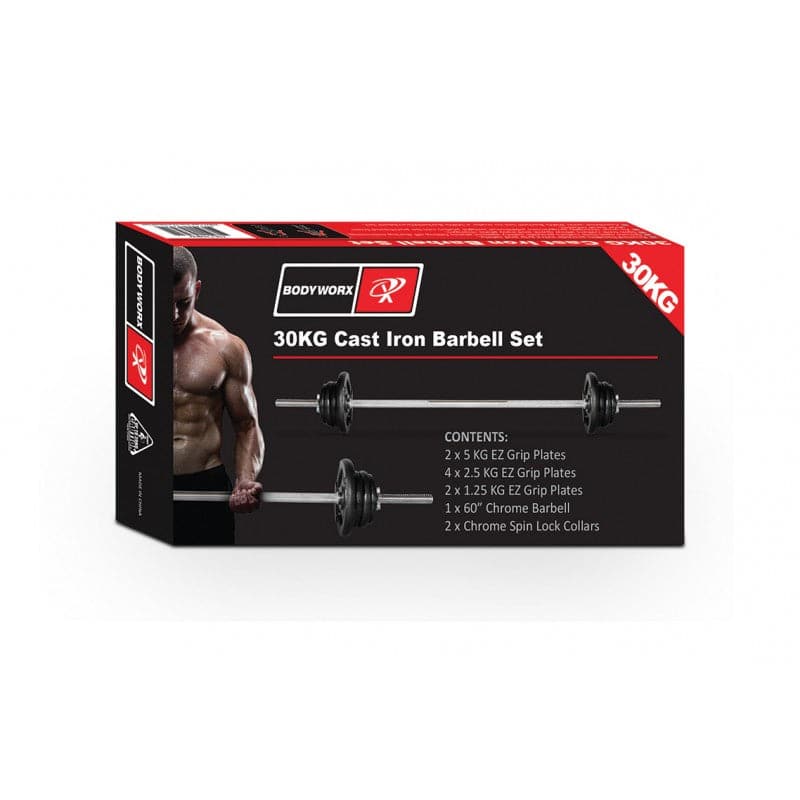 Bodyworx 7Set30BW Barbell Kit in Colour Carton (30kg) Musclemania Fitness MegaStore