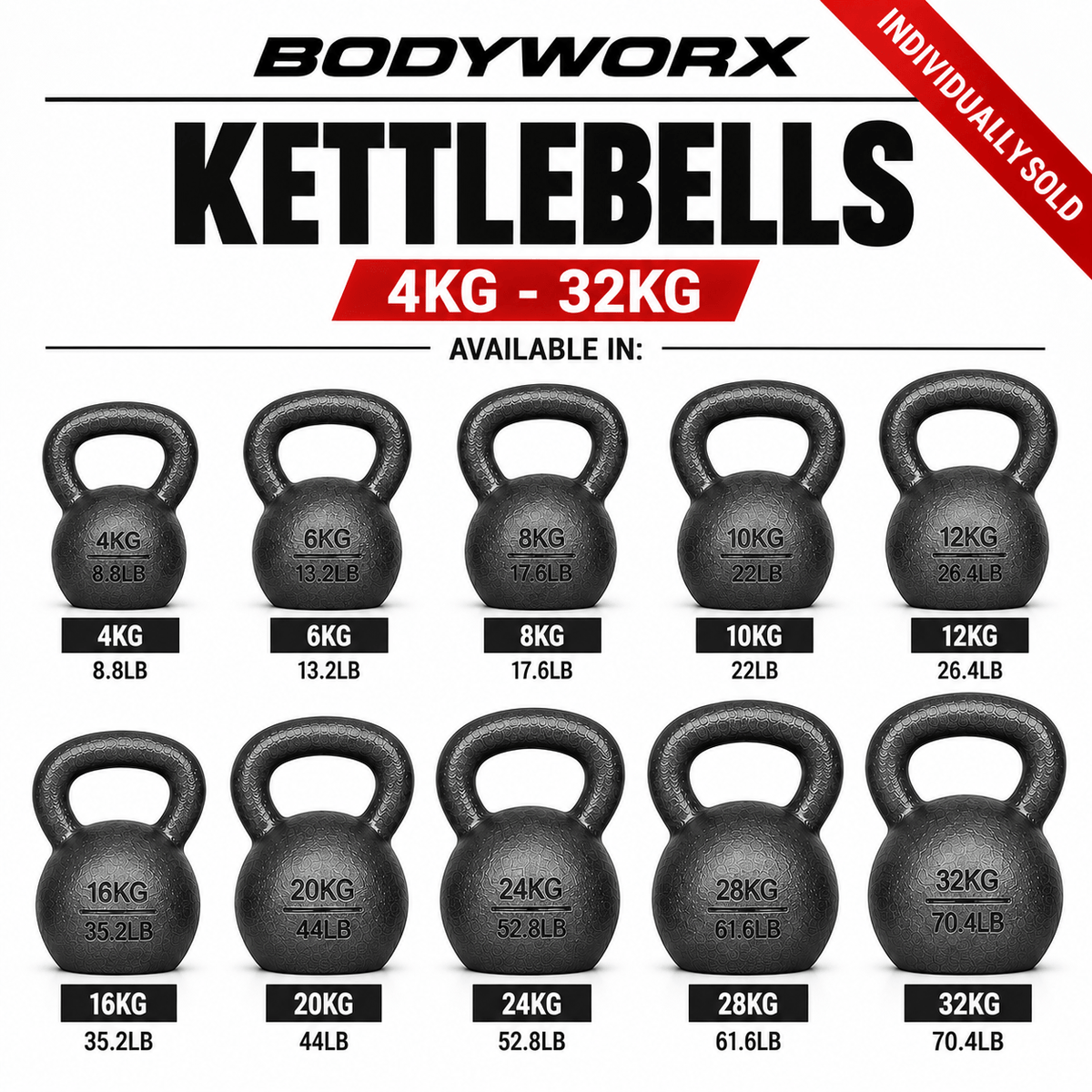 Bodyworx Cast Iron Kettlebells | Russian Style Strength Training