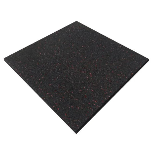 MORGAN COMMERCIAL GRADE RUBBER FLOOR TILES | RED FLECK (1m x 1m x 15mm)