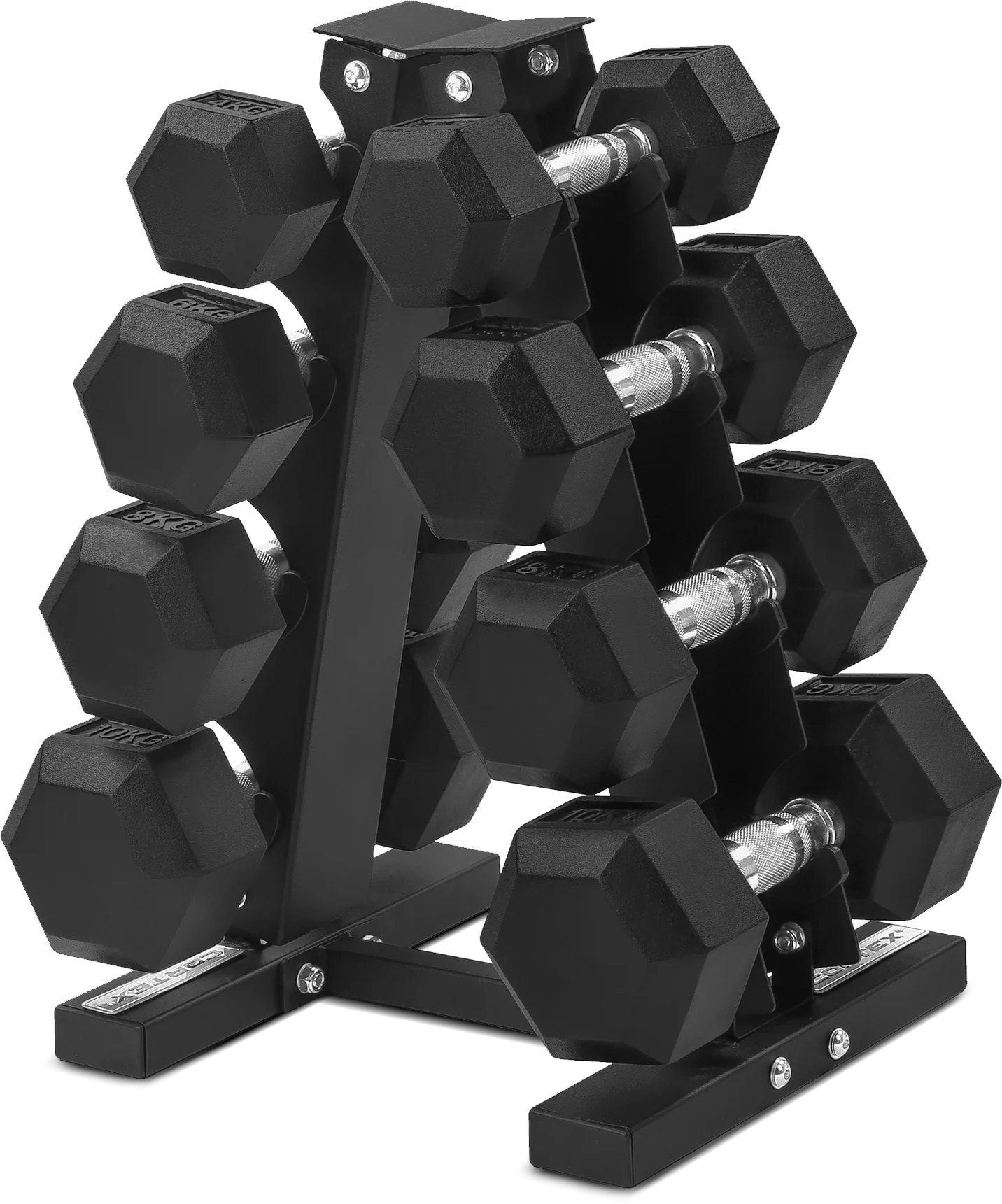 Hex Dumbbells 4kg - 10kg (4 Pairs) Set & Stand