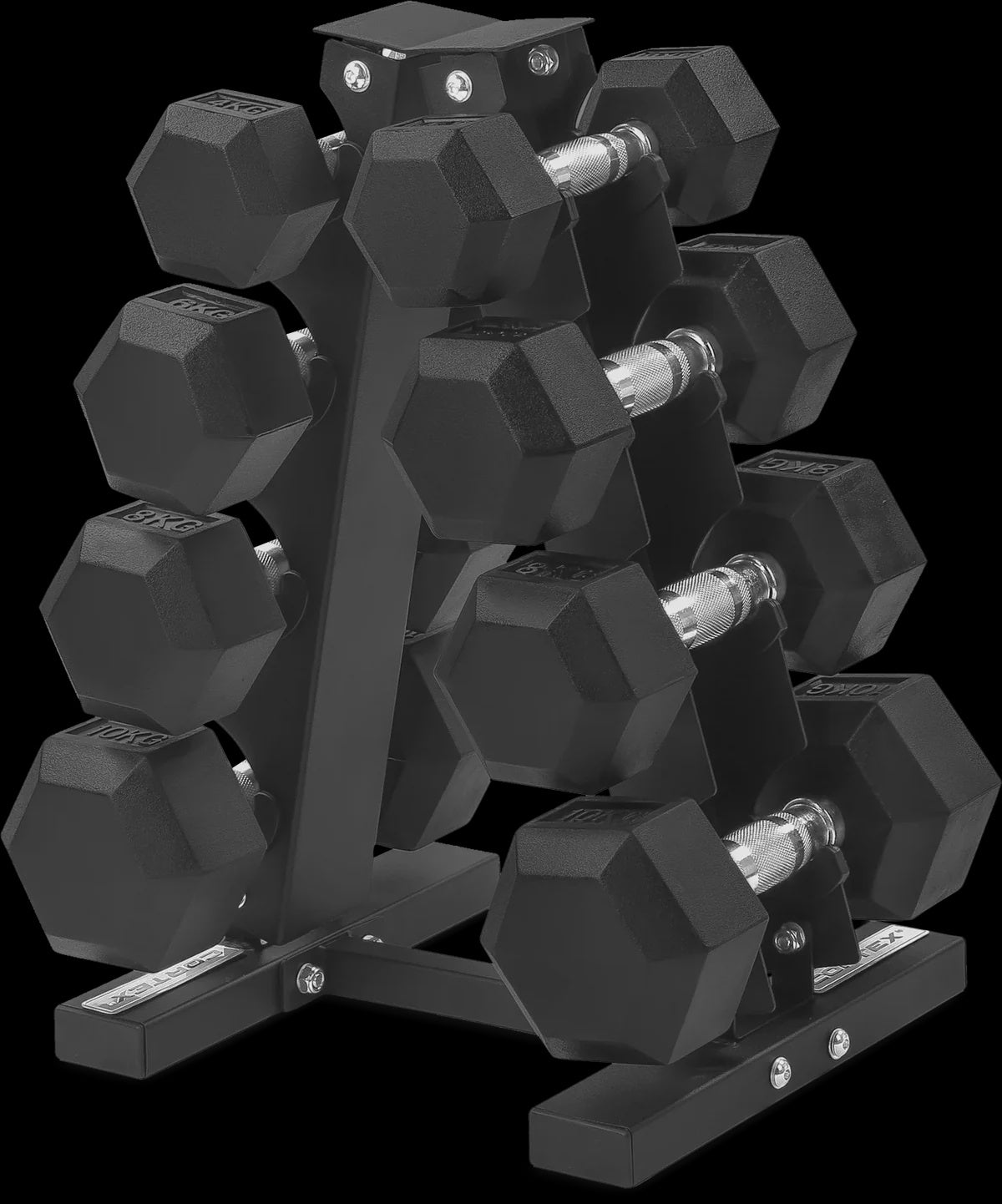 Hex Dumbbells 4kg - 10kg (4 Pairs) Set & Stand